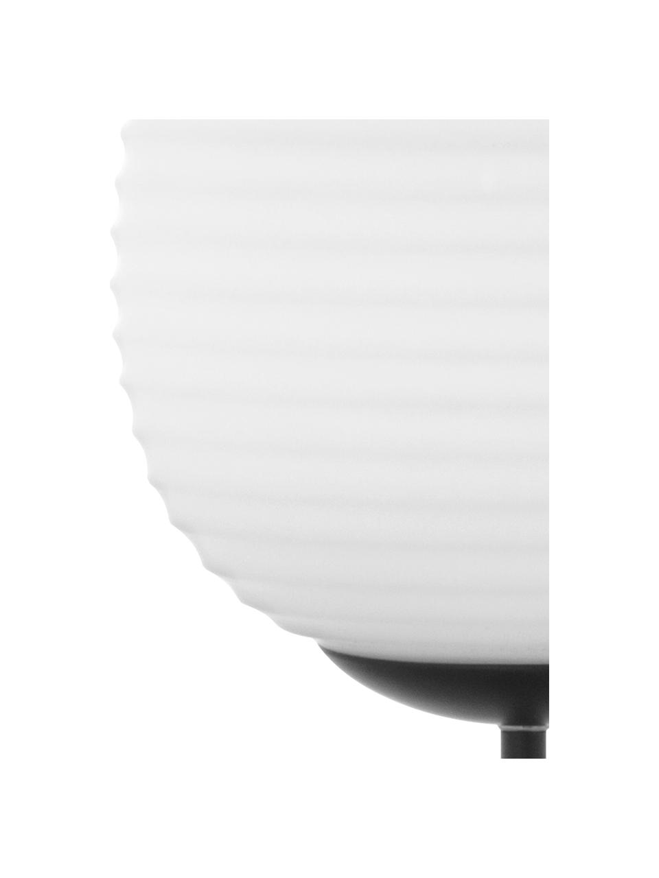 Lampa stołowa ze szkła opalowego Rille, Czarny, biały, opalowy, Ø 20 x W 48 cm