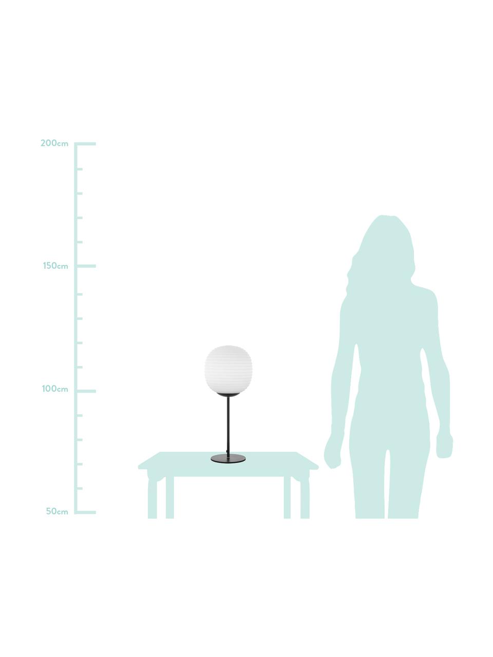 Lampa stołowa ze szkła opalowego Rille, Czarny, biały, opalowy, Ø 20 x W 48 cm