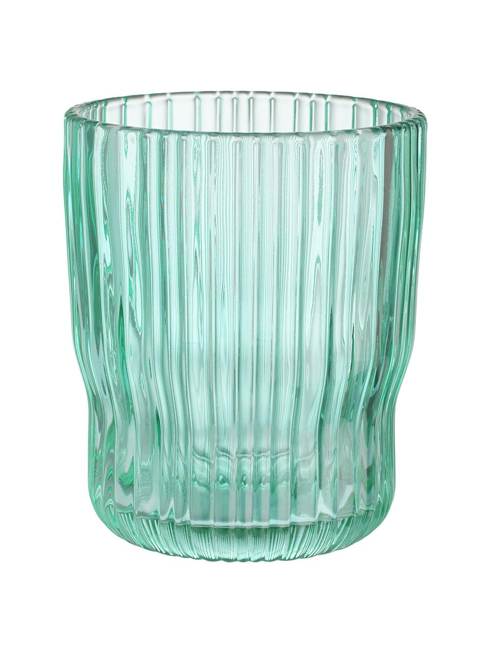 Vasos con relieve Chelsea, 6 uds., Vidrio, Verde menta, Ø 8 x Al 10 cm, 250 ml