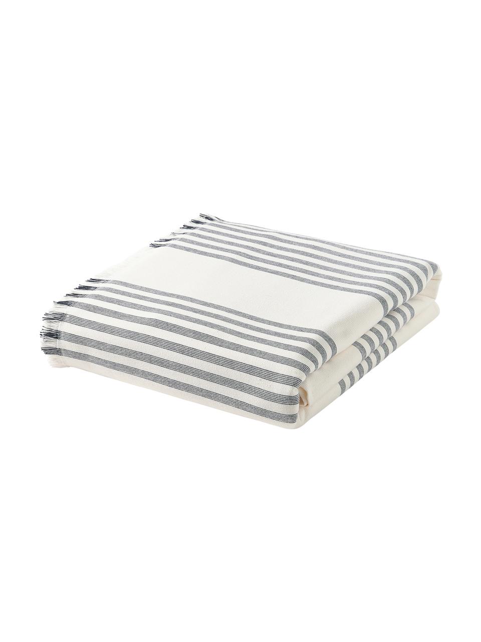 Fouta con flecos Aren, Azul, negro, An 100 x L 180 cm