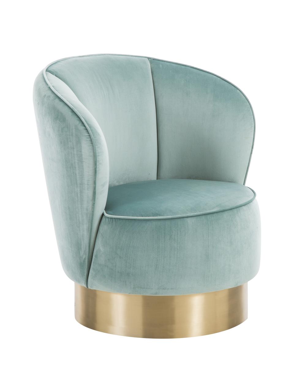 Fluwelen fauteuil Olivia in saliekleur, Bekleding: fluweel (polyester), Voet: gecoat metaal, Fluweel saliekleurig, B 70 x D 70 cm