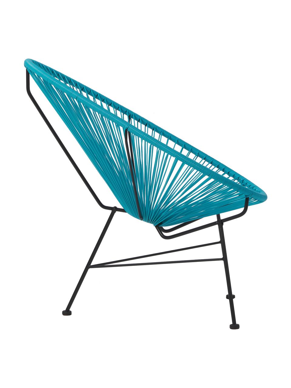 Fotel wypoczynkowy ze splotu z tworzywa sztucznego Bahia, Stelaż: metal malowany proszkowo, Niebieski, S 81 x G 73 cm