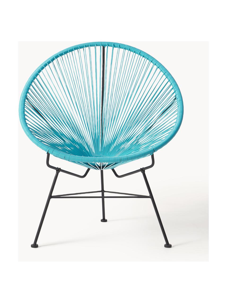 Fauteuil acapulco en plastique tressé Bahia, Turquoise, larg. 81 x prof. 73 cm