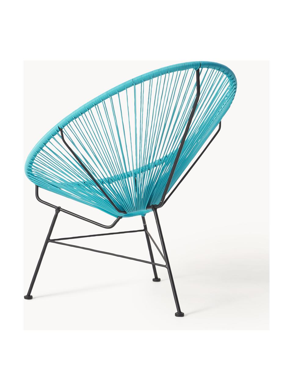 Fauteuil acapulco en plastique tressé Bahia, Turquoise, larg. 81 x prof. 73 cm