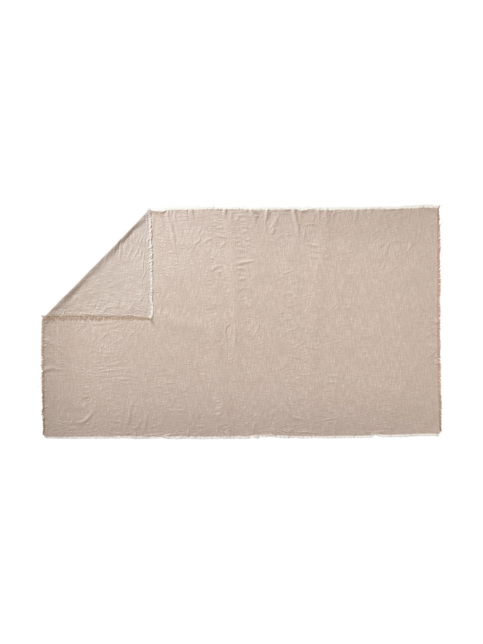 Katoenen tafelkleed Ivory met franjes, 100% katoen, Beige, Voor 6 - 10 personen (B 145 x L 250 cm)