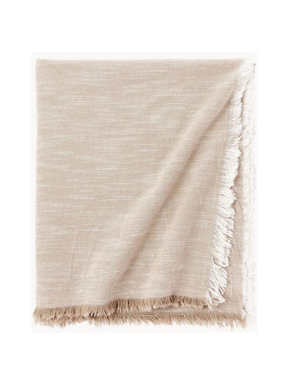 Mantel con flecos Ivory, 100% algodón, Beige claro, De 6 a 8 comensales (L 250 x An 145 cm)