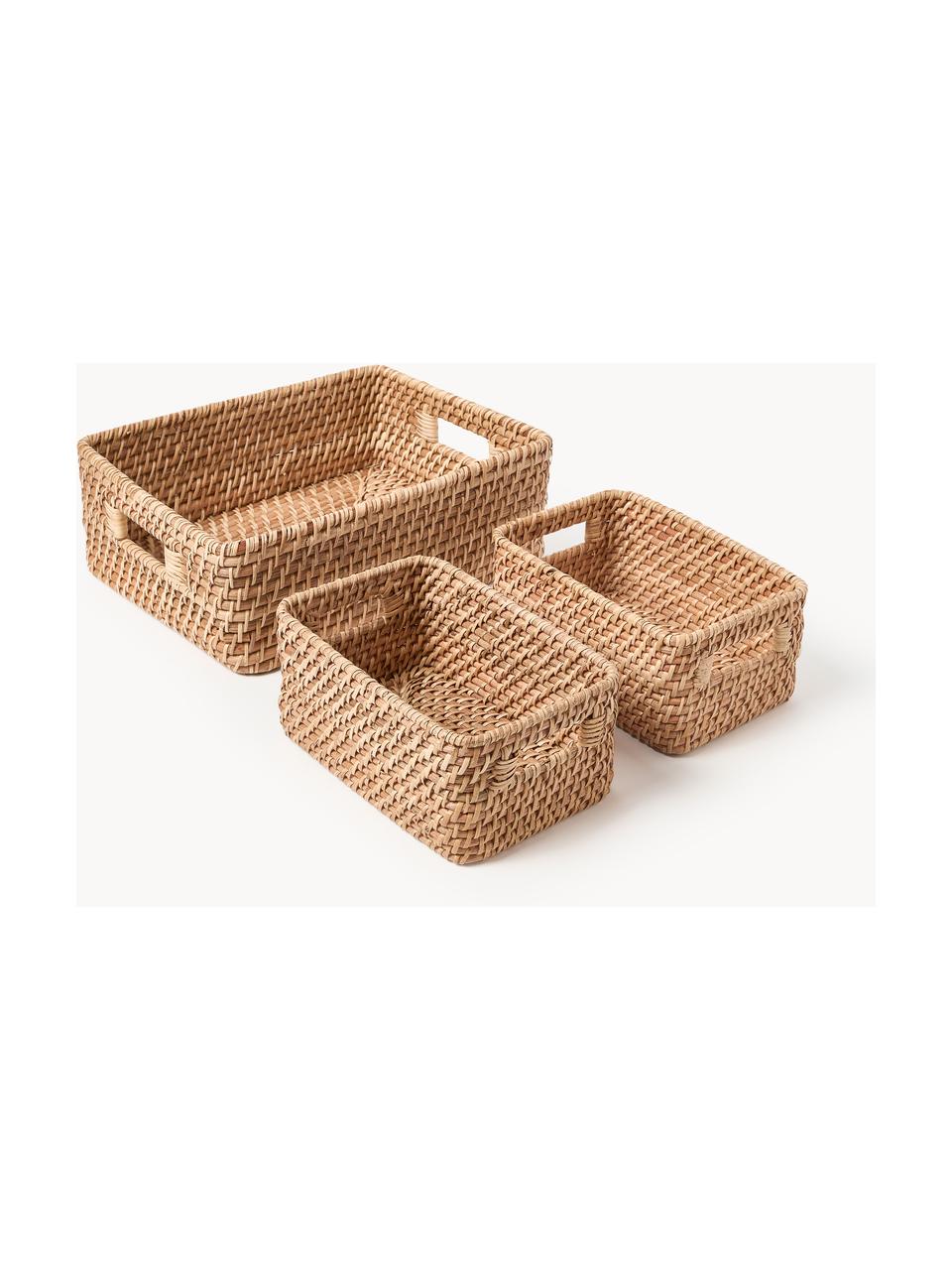 Set di 3 cesti Lurdes, Rattan, Marrone chiaro, Set in varie misure