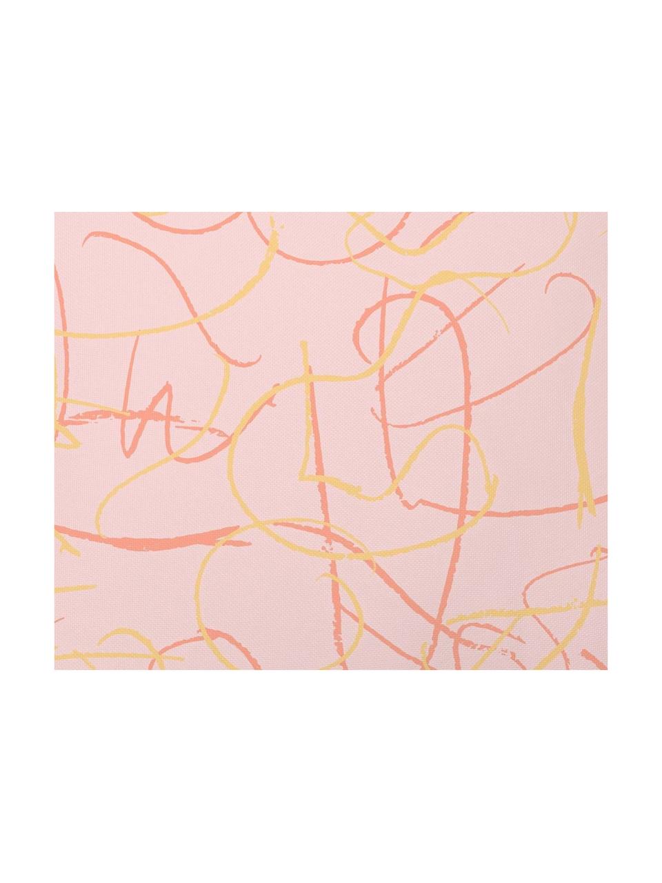 Poszewka na poduszkę Doodle, Poliester, Blady różowy, żółty, S 40 x D 40 cm