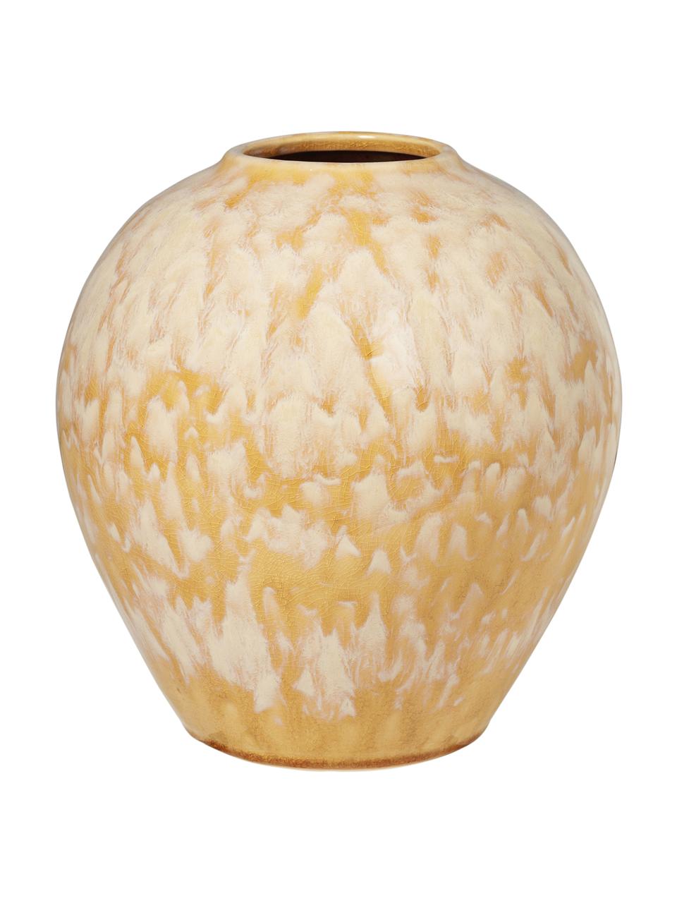 Keramik-Vase Ingrid, Keramik, Gelb, Beige, Ø 24 x H 26 cm