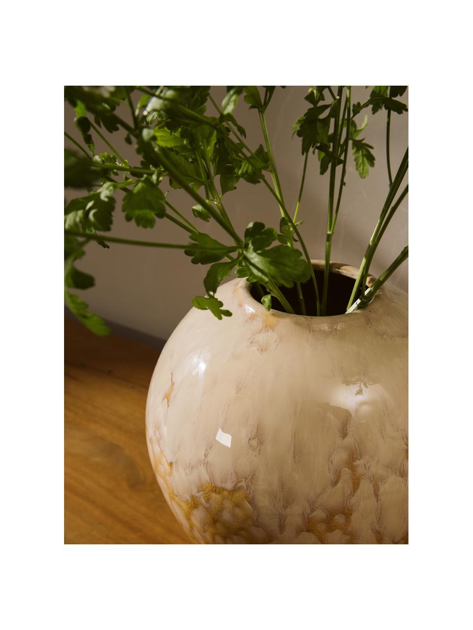 Keramik-Vase Ingrid, Keramik, Gelb, Beige, Ø 24 x H 26 cm