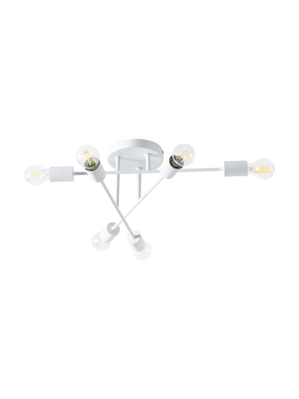 Plafoniera Venja, Metallo verniciato a polvere, Bianco, Ø 55 x Alt. 20 cm