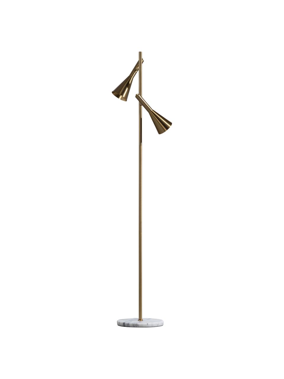 Stehlampe Body, Lampenfuß: Marmor, Messingfarben, Weiß, marmoriert, Ø 27 x H 158 cm