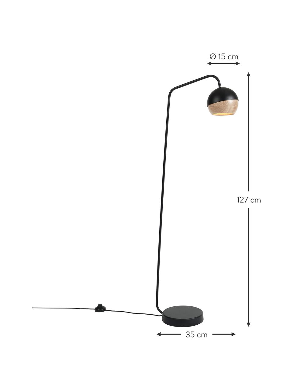 Lampa podłogowa Ray, Czarny, W 127 cm