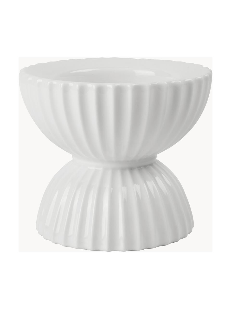 Porcelánový svícen s žebrovaným povrchem Tura, Porcelán, Bílá, Š 12 cm, V 10 cm