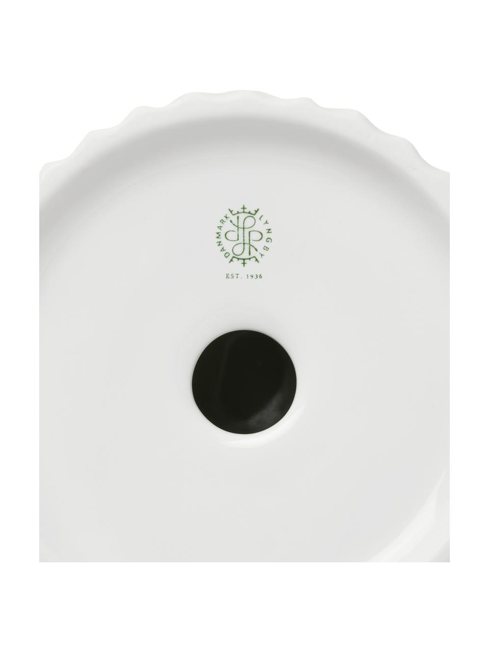 Bougeoir en porcelaine avec surface striée Tura, Porcelaine, Blanc, Ø 12 x haut. 10 cm