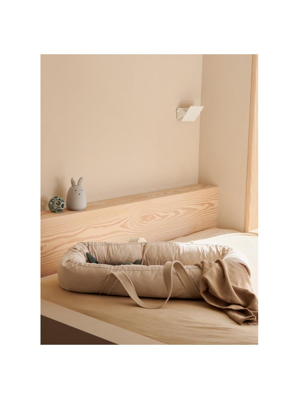 Draagbaar babynestje Gro van katoen, Matras: 100% polyurethaan, Lichtbeige, wit met stippels, B 45 x L 84 cm