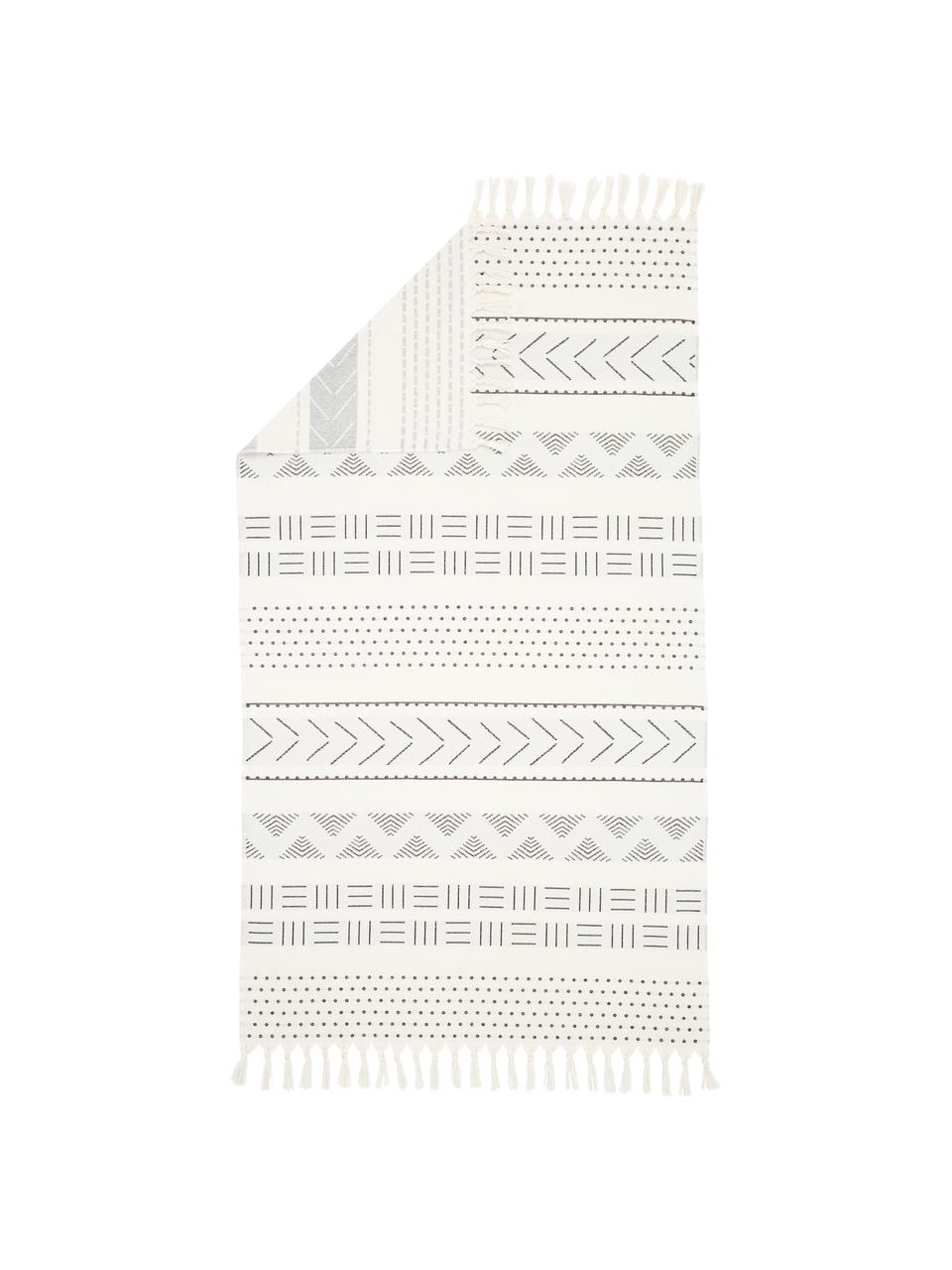 Fouta s boho vzorem Akira, Bílá, černá, Š 100 cm, D 180 cm