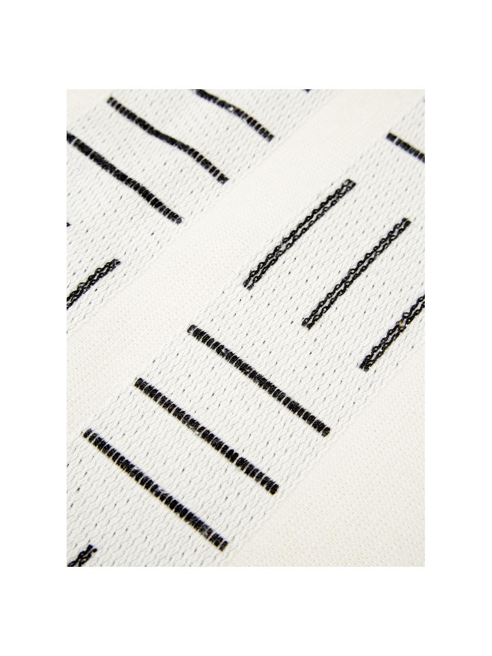 Fouta Akira, estilo boho, Reverso: afelpado, Blanco, negro, An 100 x L 180 cm