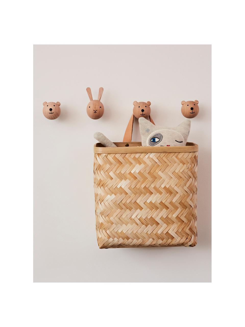 Hak ścienny z drewna bukowego Rabbit, Drewno bukowe, Jasne drewno naturalne, czarny, S 5 x W 8 cm