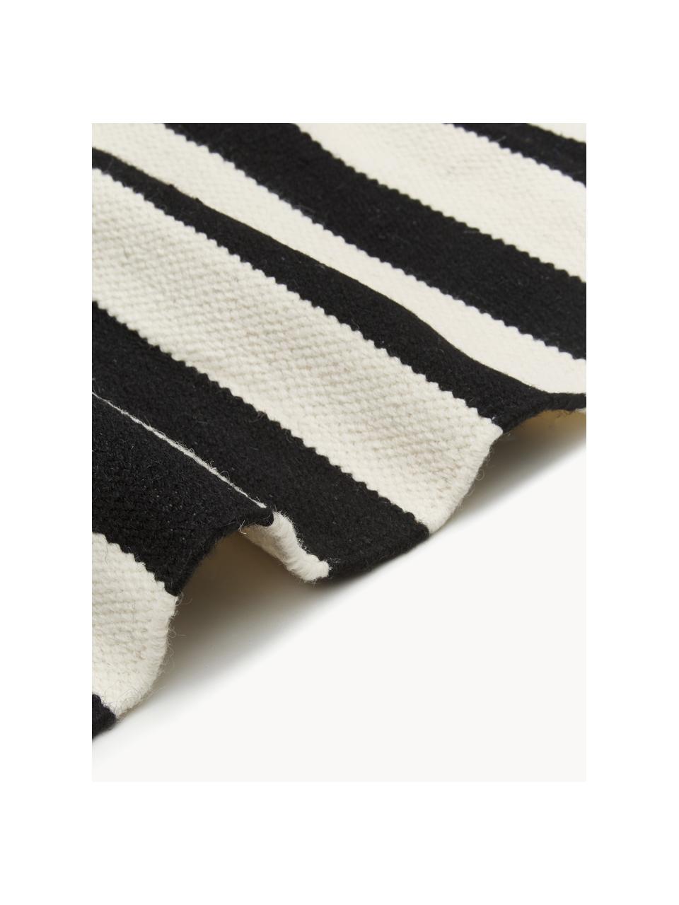 Tappeto Kilim a righe tessuto a mano Donna, Retro: 100% cotone Nel caso dei , Nero, bianco crema, Larg. 160 x Lung. 230 cm  (taglia M)