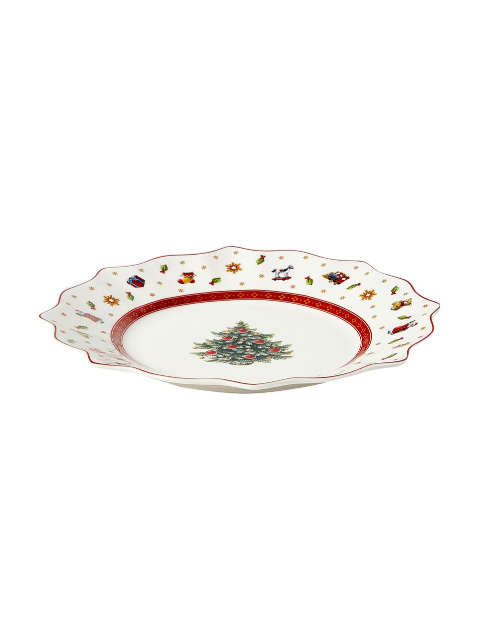 Platos postre de porcelana Delight, 2 uds., Porcelana Premium, Rojo y blanco estampado, Ø 24 cm