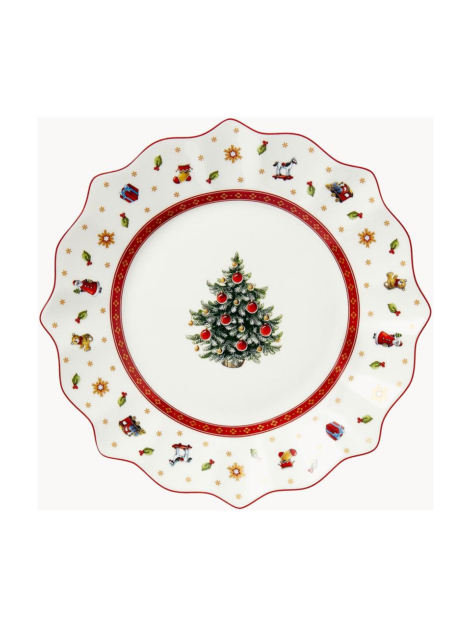 Platos postre de porcelana Delight, 2 uds., Porcelana Premium, Rojo y blanco estampado, Ø 24 cm