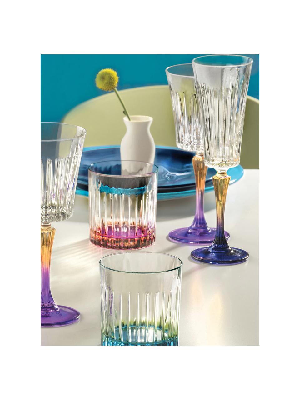 Flûte à champagne cristal teinté Gipsy, 6 pièces, Transparent, jaune, bleu