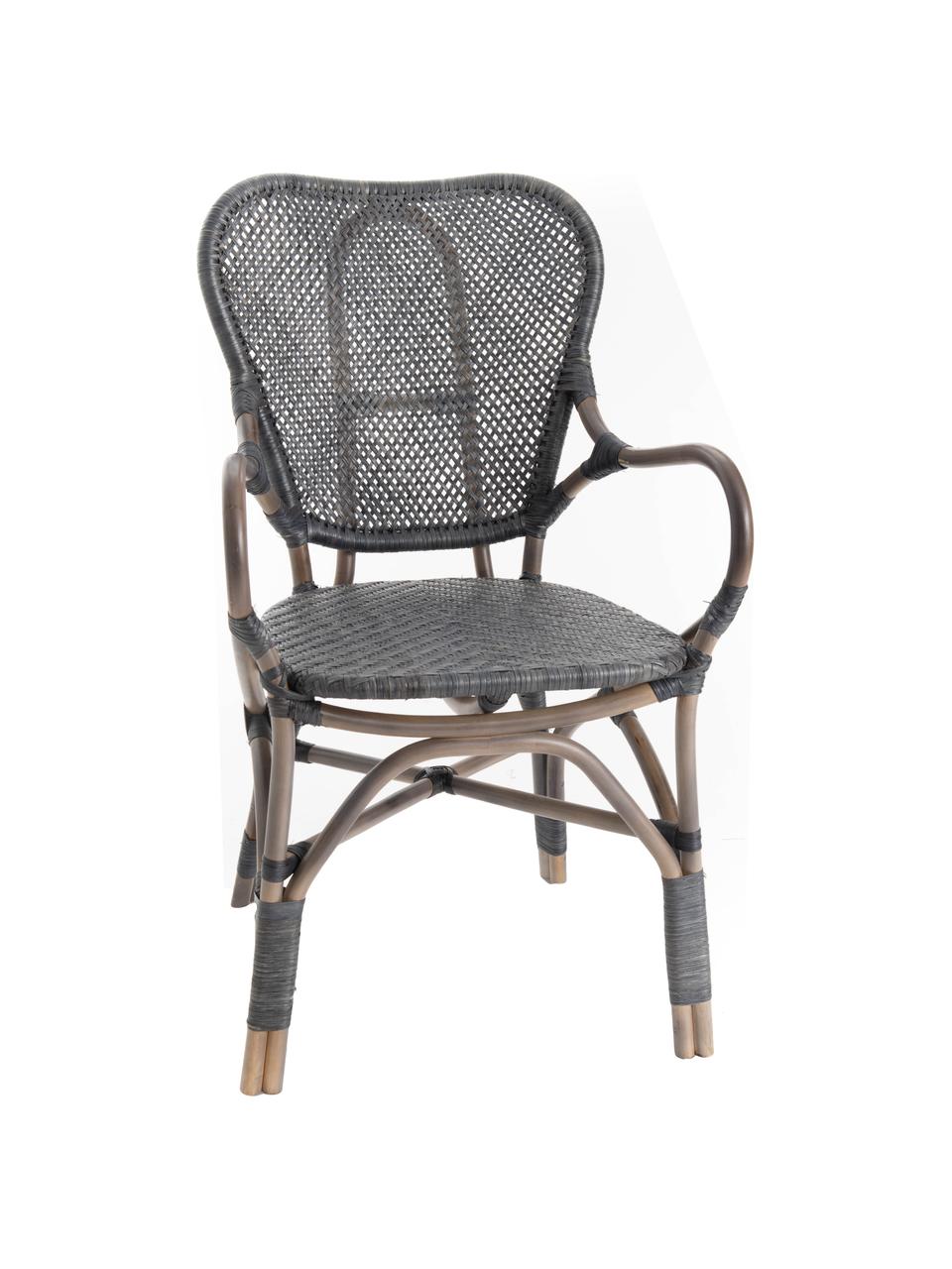 Sedia impilabile da giardino in rattan Xyli, Struttura: rattan verniciato, Nero, Larg. 62 x Prof. 54 cm