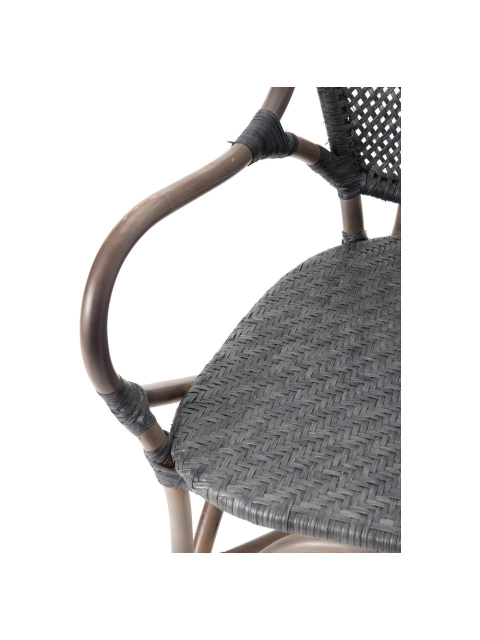 Krzesło ogrodowe z rattanu Xyli, Stelaż: rattan lakierowany, Czarny, S 62 x G 54 cm