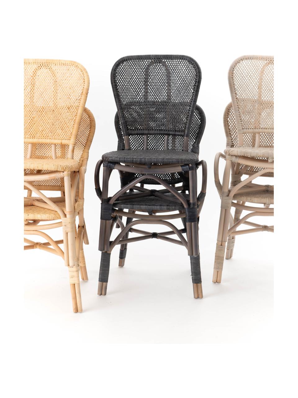 Sedia impilabile da giardino in rattan Xyli, Struttura: rattan verniciato, Nero, Larg. 62 x Prof. 54 cm