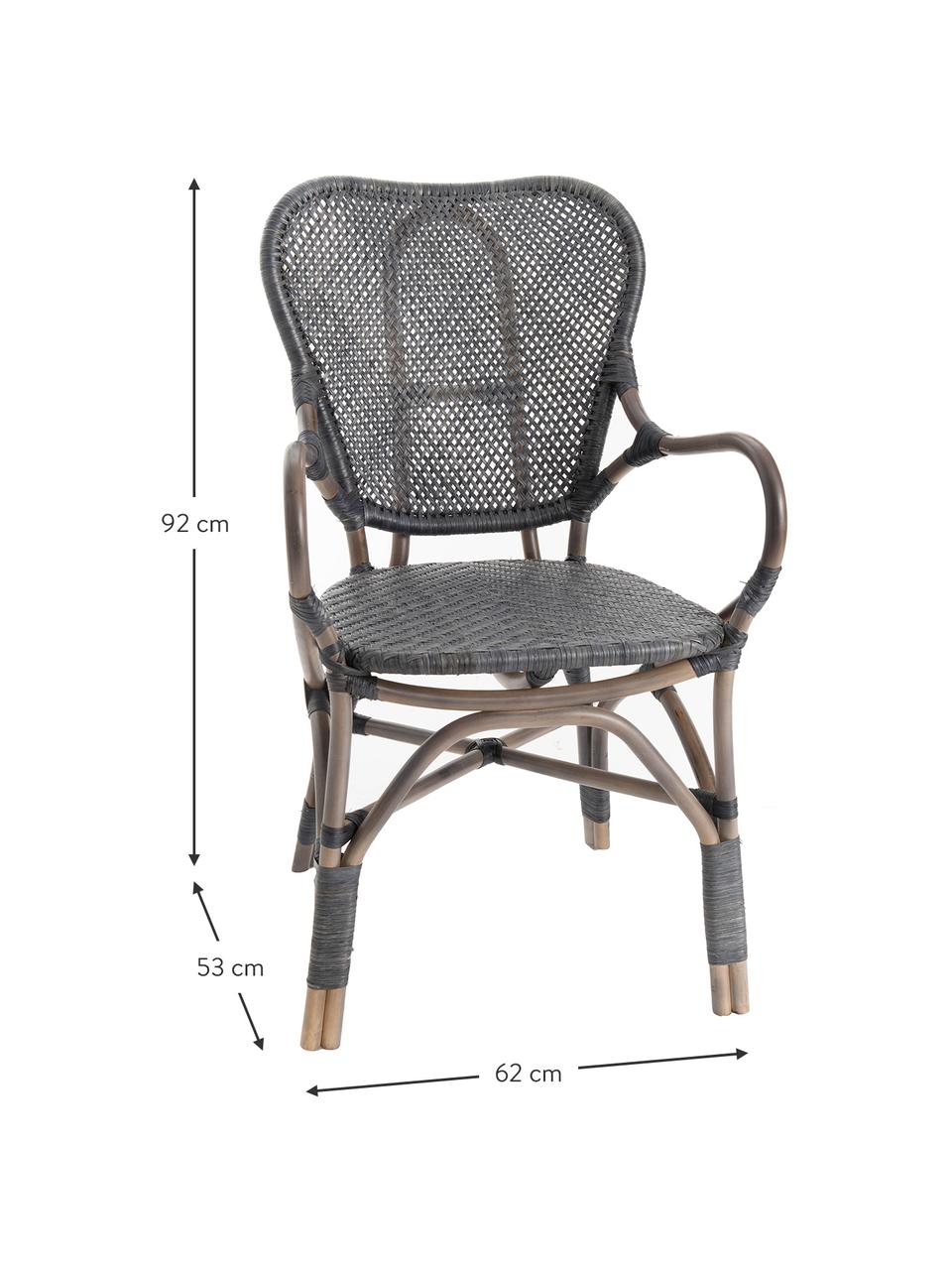 Krzesło ogrodowe z rattanu Xyli, Stelaż: rattan lakierowany, Czarny, S 62 x G 54 cm