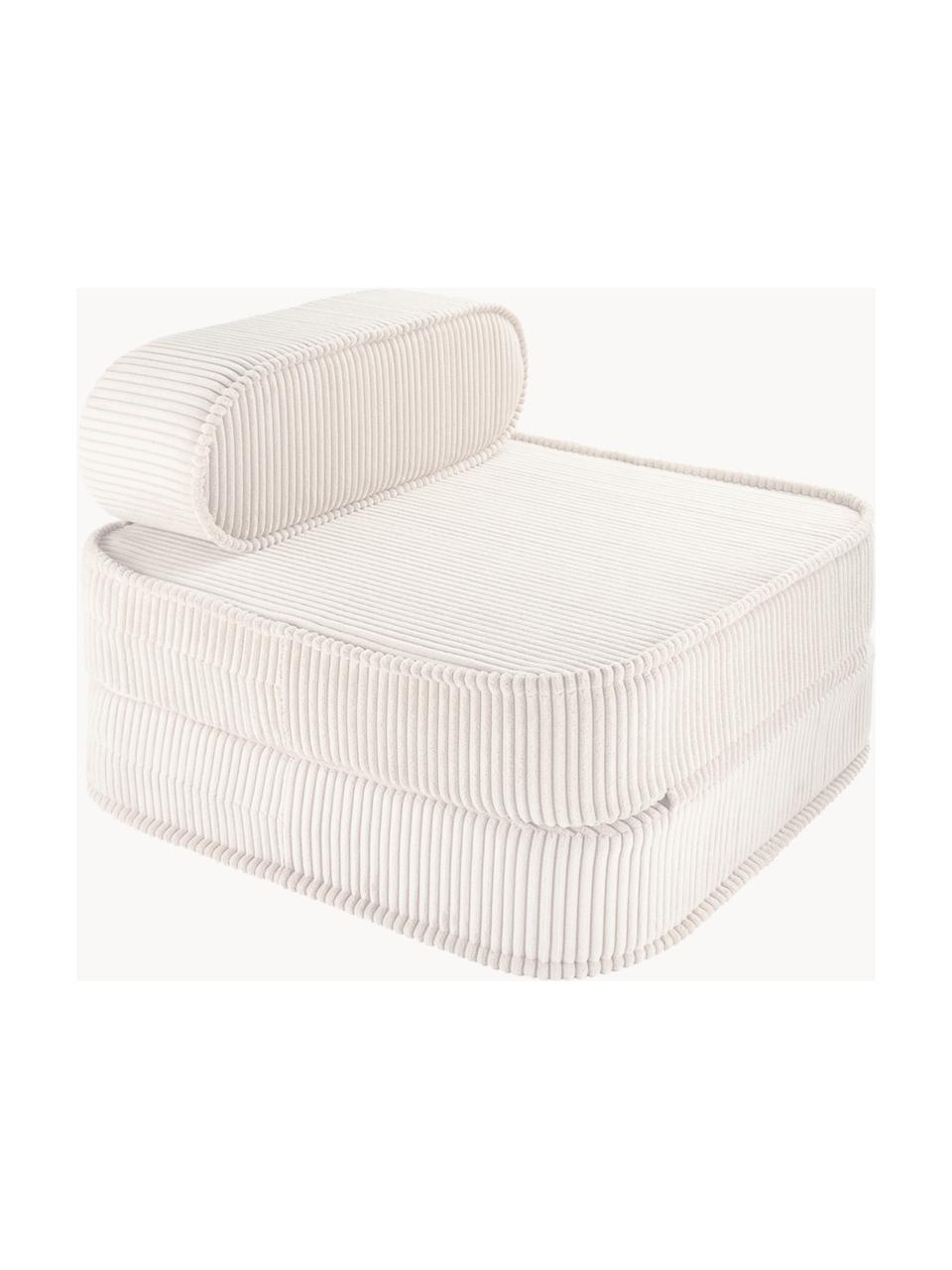 Fauteuil pliant en velours côtelé pour enfant Sugar, Velours côtelé blanc, larg. 60 x prof. 65 cm