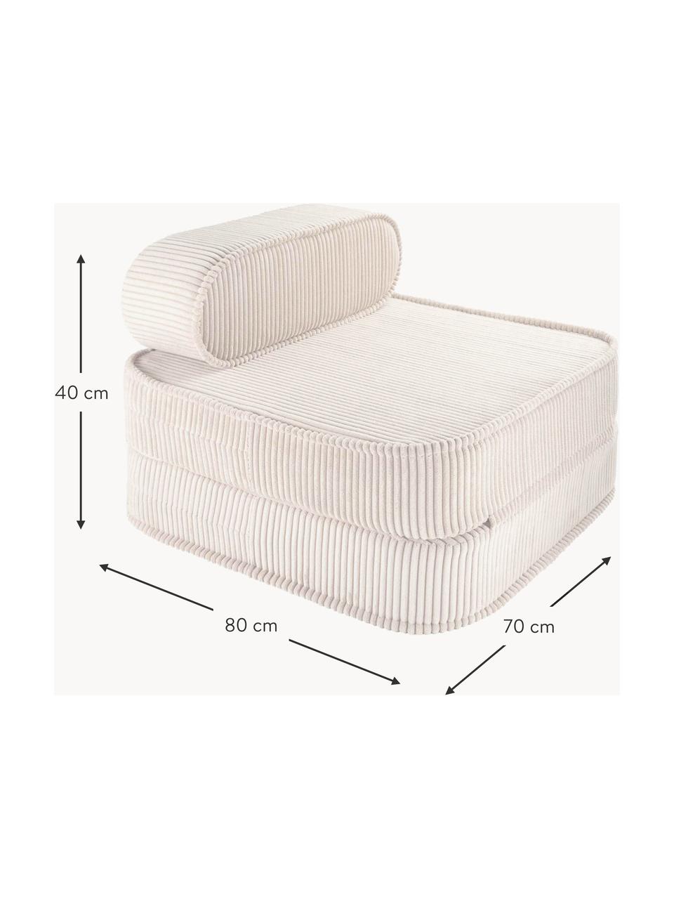 Fauteuil pliant en velours côtelé pour enfant Sugar, Velours côtelé blanc, larg. 60 x prof. 65 cm