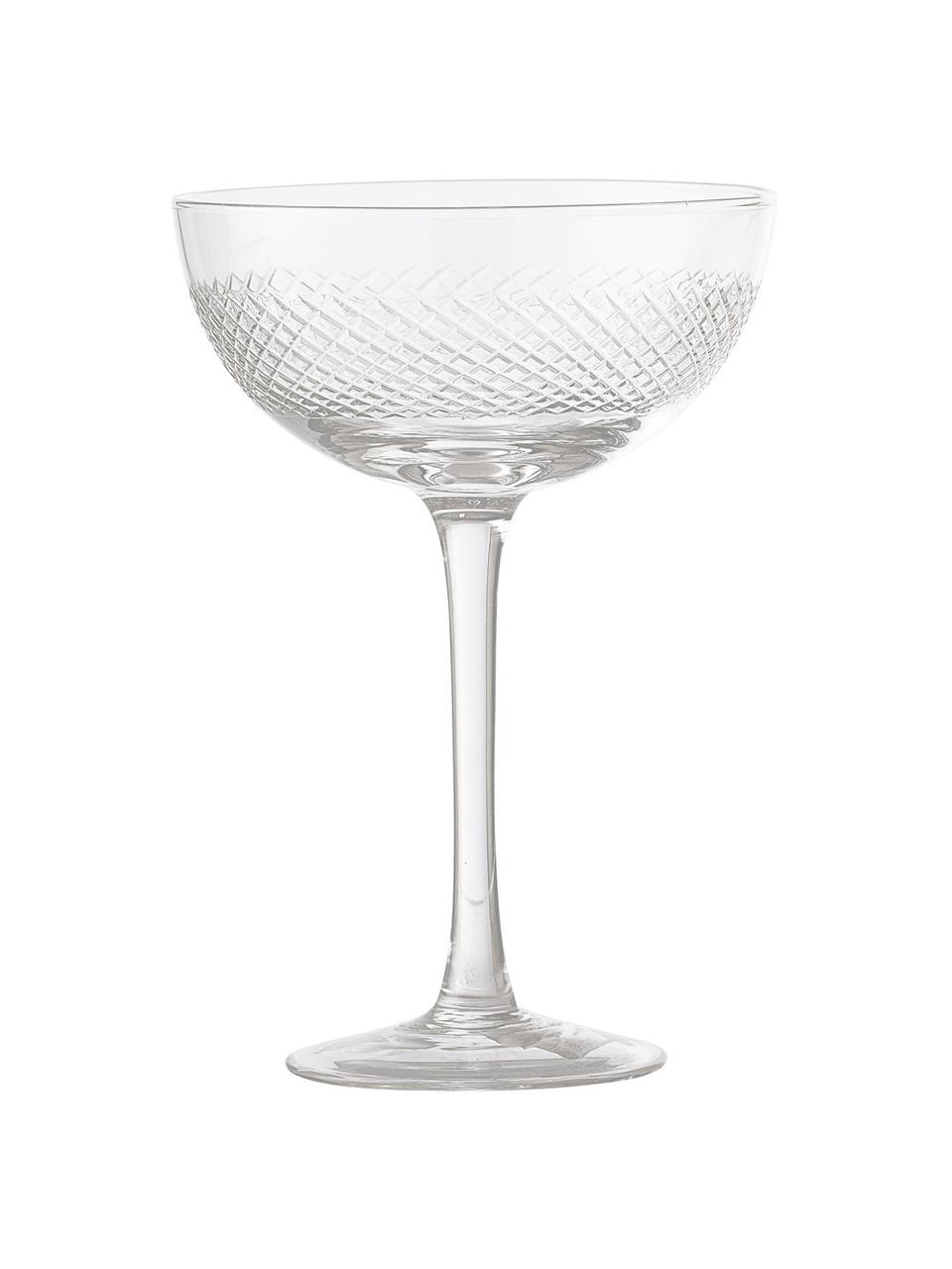 Champagnerschalen Serena mit dekorativen Schliffen, 6er-Set, Glas, Transparent, Weiss, Ø 12 x H 16 cm