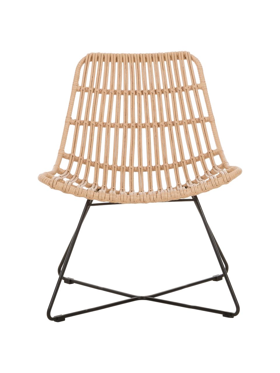 Sillón de poliratán Costa, Asiento: polietileno, Estructura: metal con pintura en polv, Marrón claro, negro, An 64 x F 64 cm