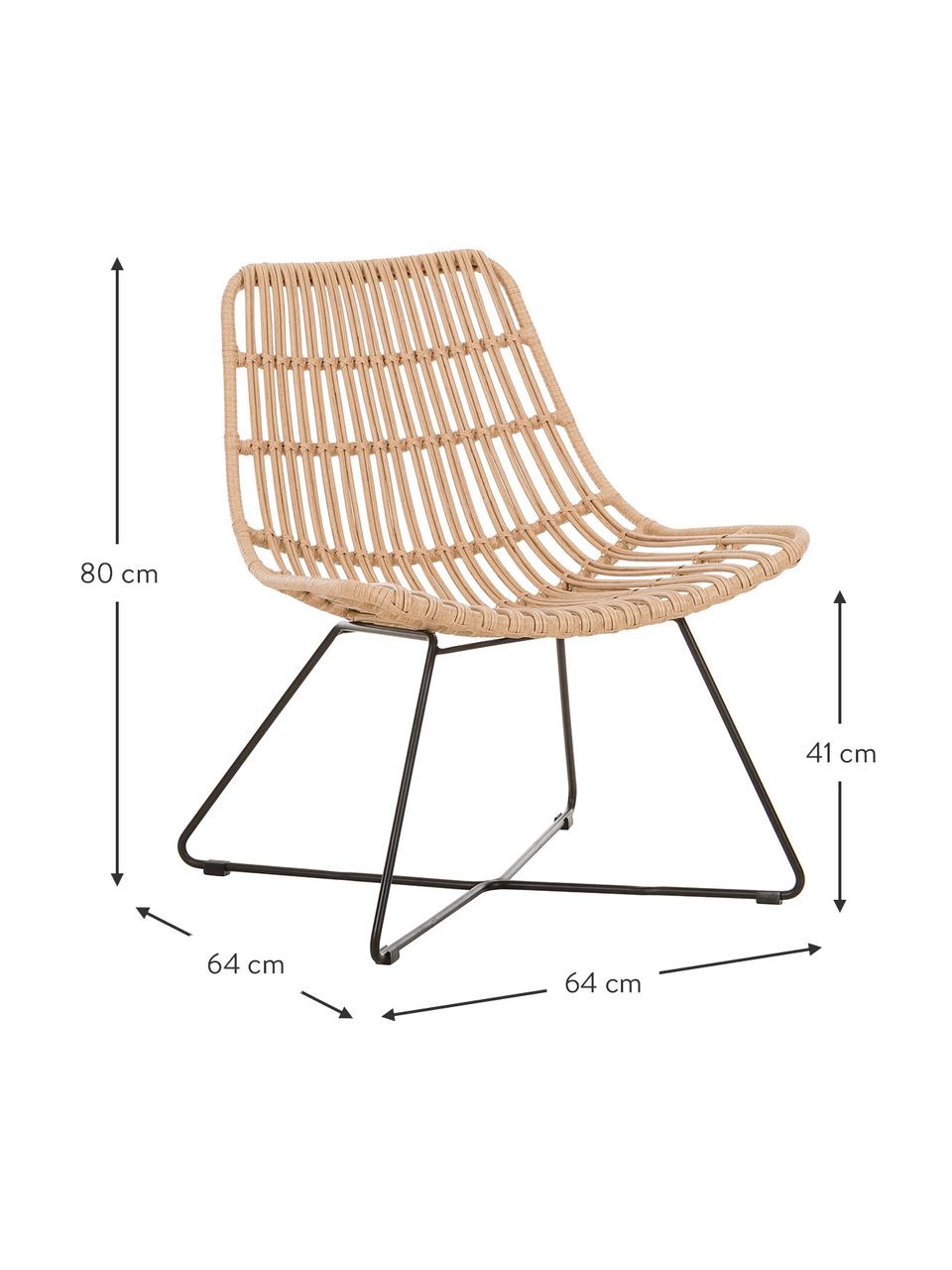 Sillón de poliratán Costa, Asiento: polietileno, Estructura: metal con pintura en polv, Marrón claro, negro, An 64 x F 64 cm