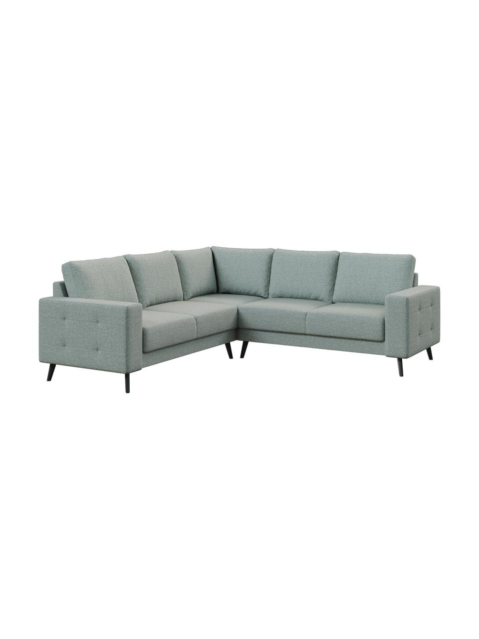 Sofa narożna Fynn, Tapicerka: 100% poliester z uczuciem, Stelaż: drewno liściaste, drewno , Nogi: drewno lakierowane Dzięki, Greige, S 234 x G 234 cm