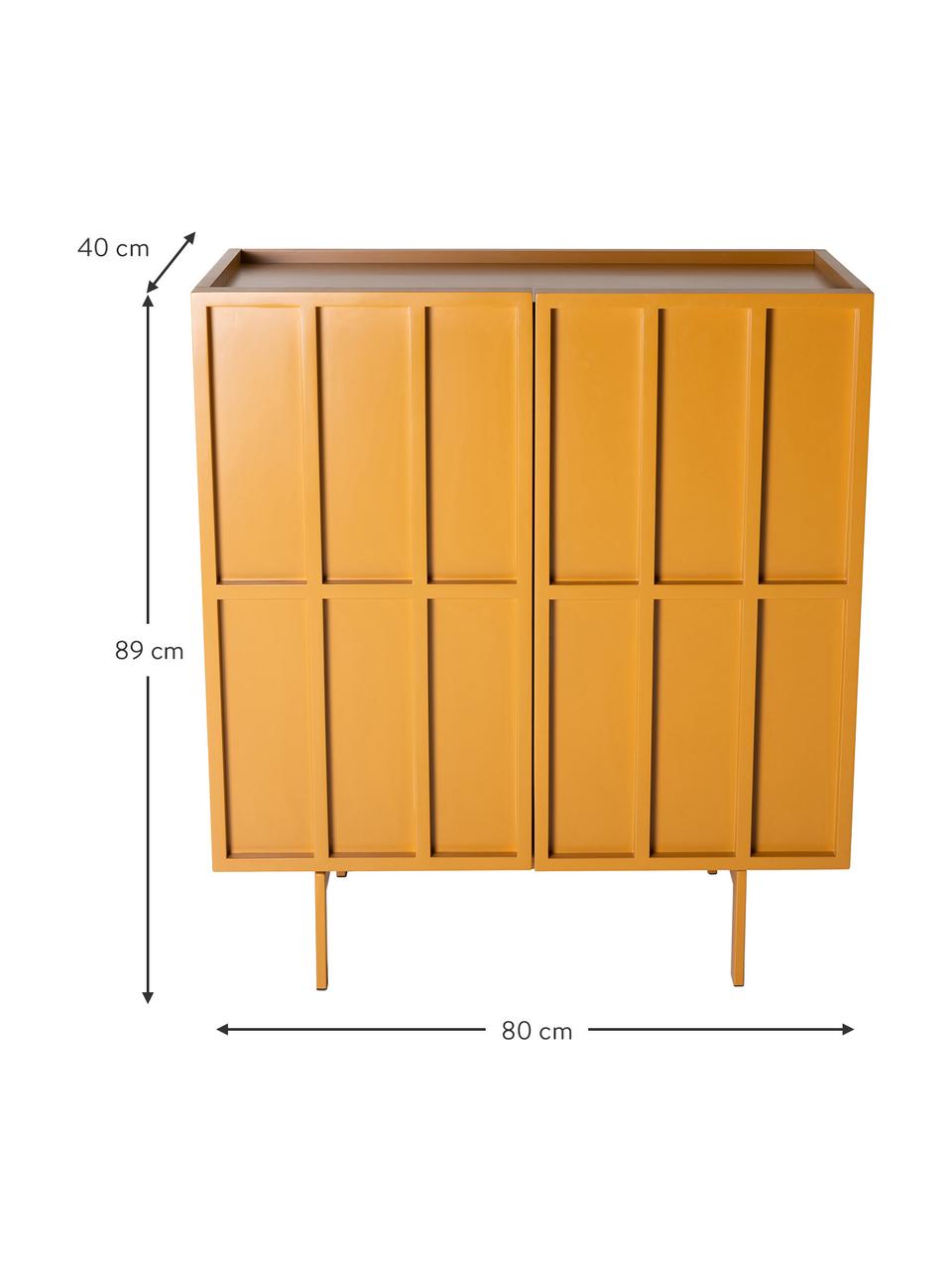 Chiffonnier Pebble, Estructura: tablero de fibras de dens, Patas: metal recubierto, Naranja, An 80 x Al 89 cm