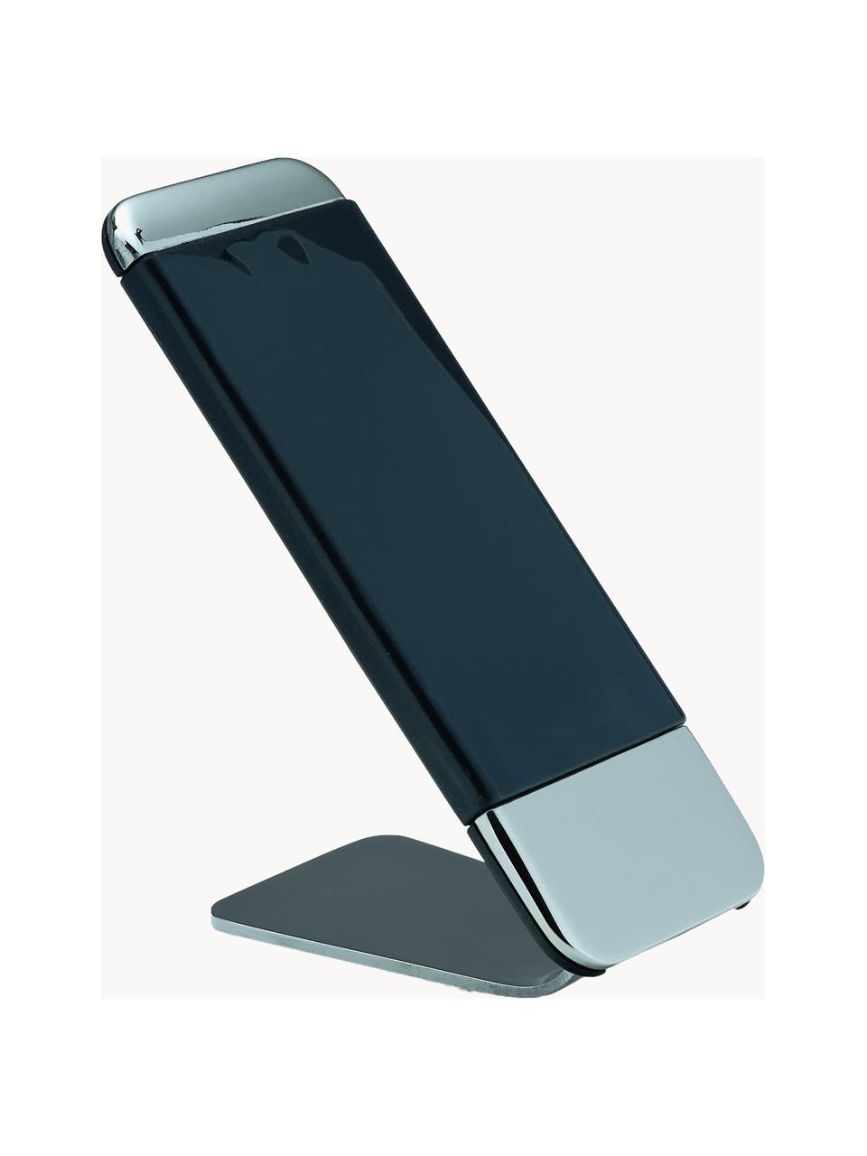 Handy-Halter Grip aus Edelstahl, Edelstahl, beschichtet, Silberfarben, Schwarz, B 14 x H 6 cm
