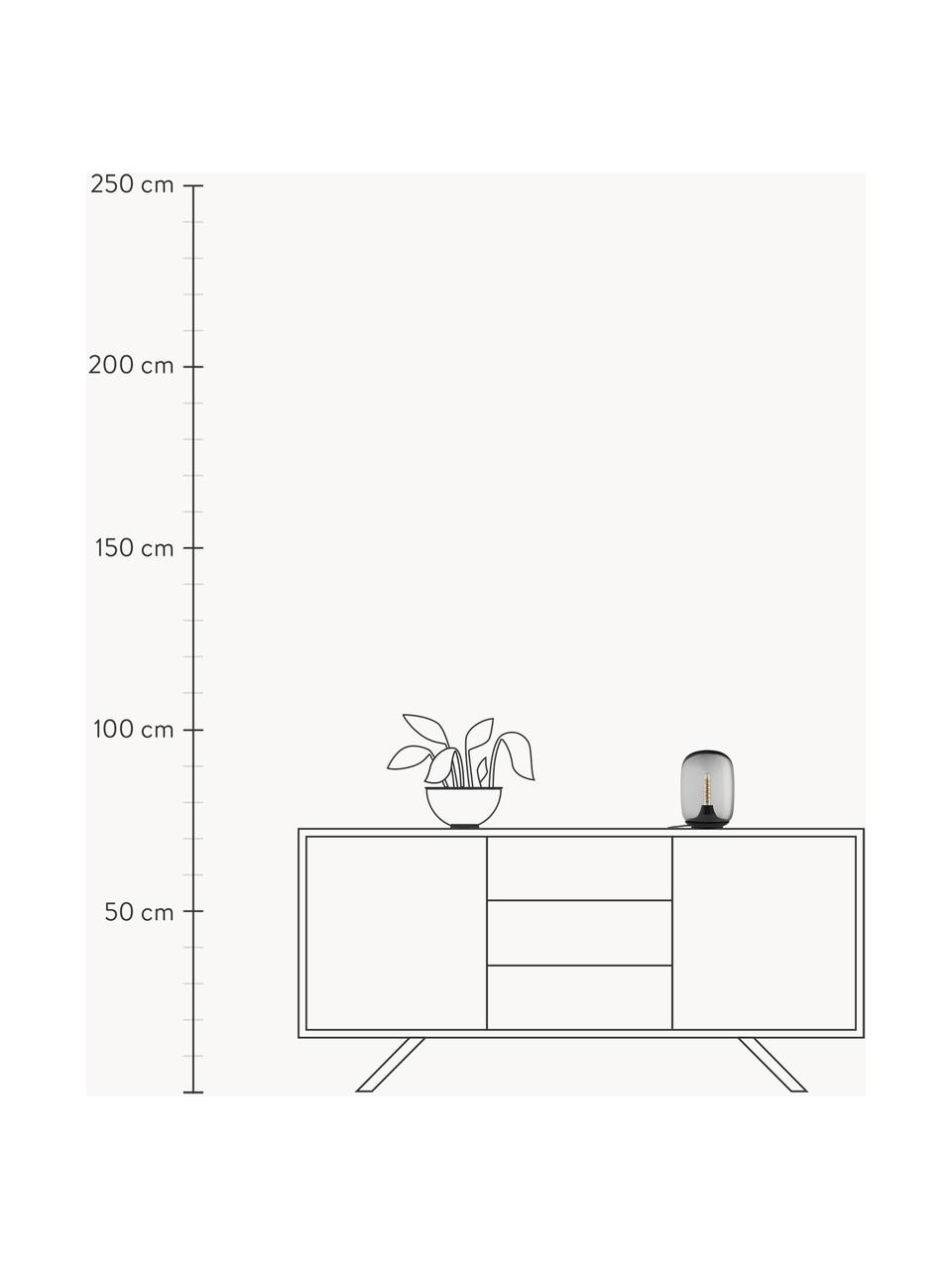 Lampa stołowa LED ze szkła dmuchanego z funkcją przyciemniania Acorn, Stelaż: tworzywo sztuczne, Szary transparentny, czarny, Ø 16 x W 22 cm