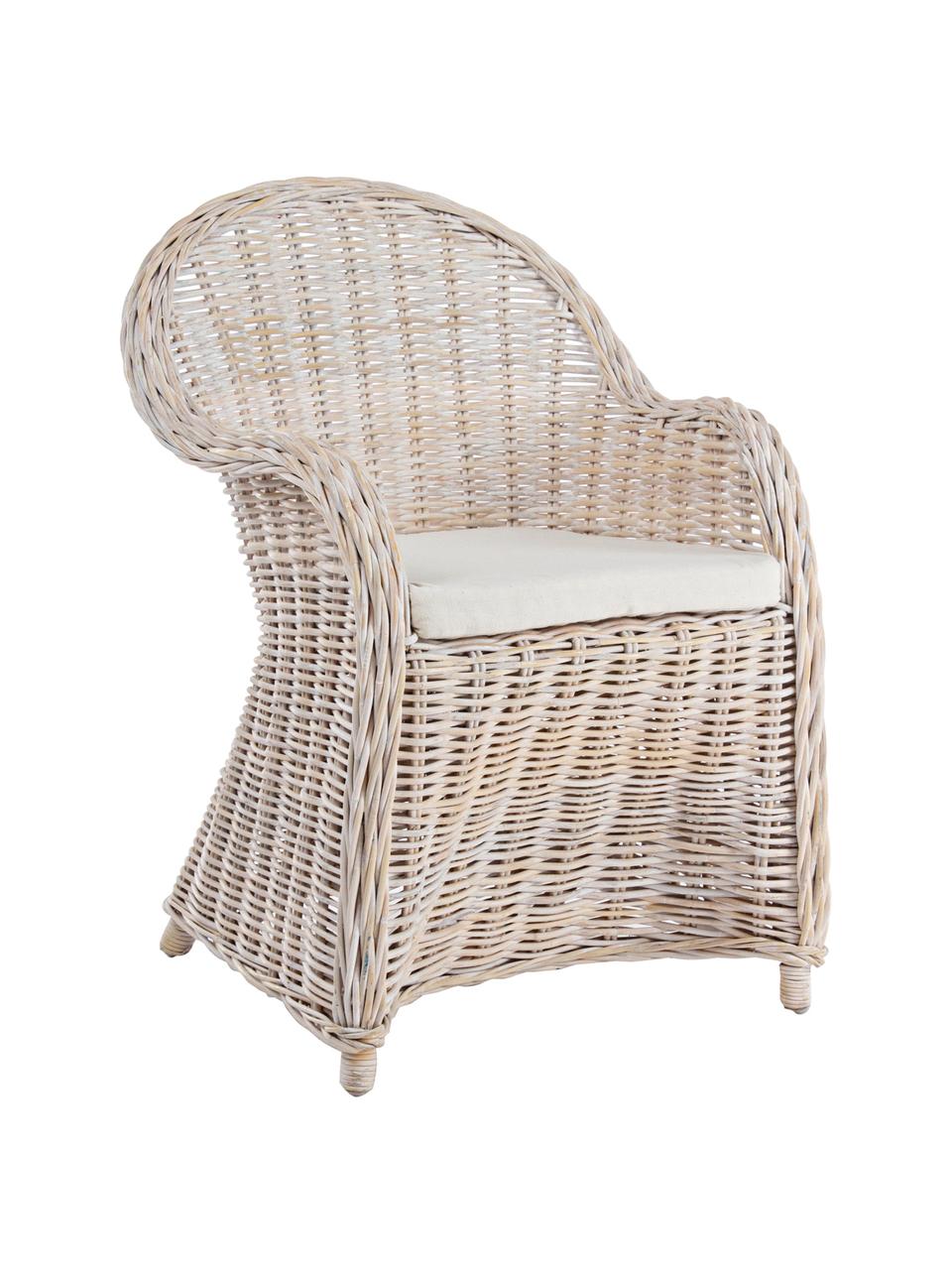 Fotel wypoczynkowy z rattanu Martin, Tapicerka: bawełna, Rattan, biały, S 60 x G 67 cm
