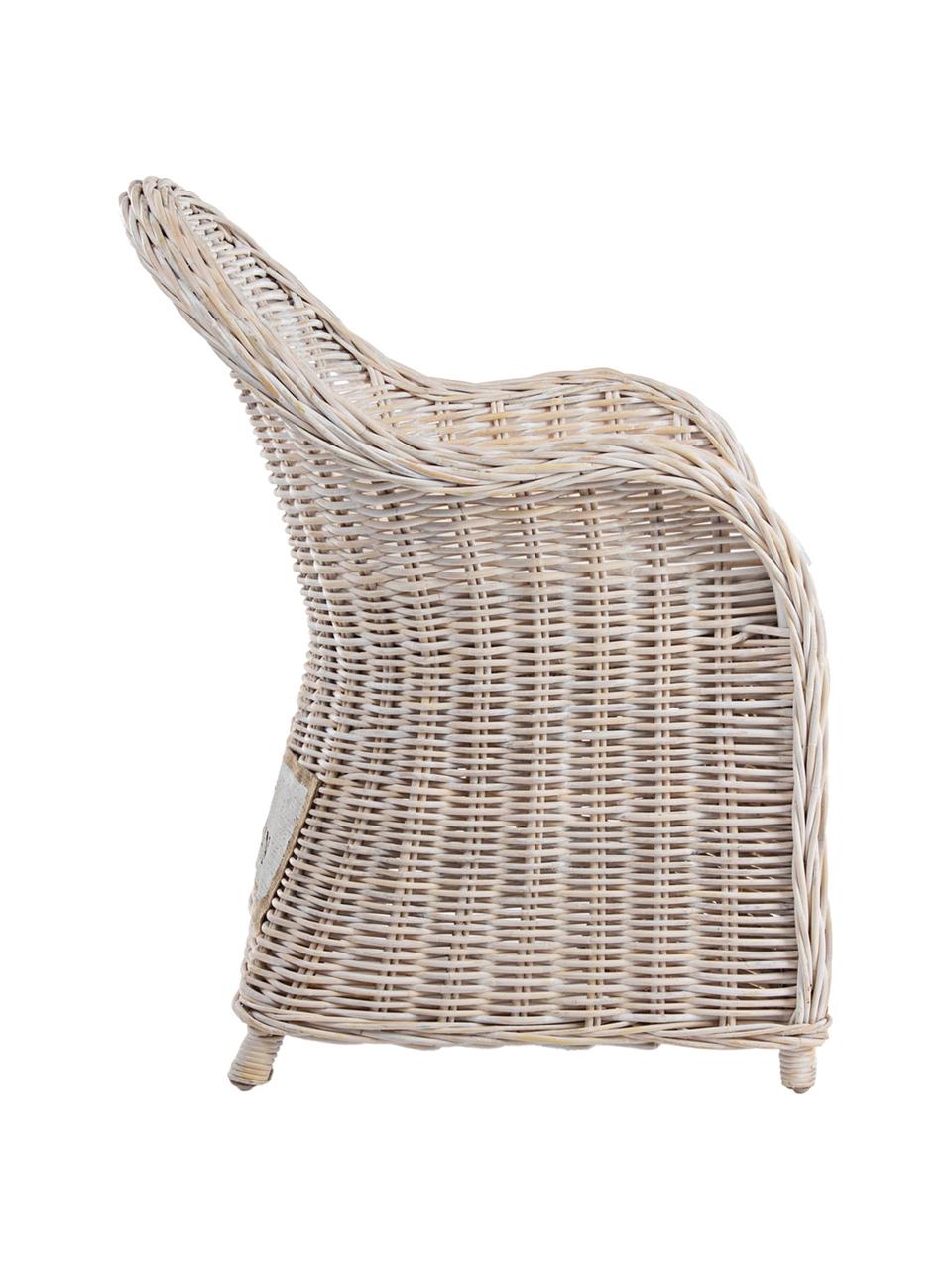 Rattan-Armlehnstuhl Martin mit Sitzauflage, Bezug: Baumwolle, Rattan, Weiß, B 60 x T 67 cm