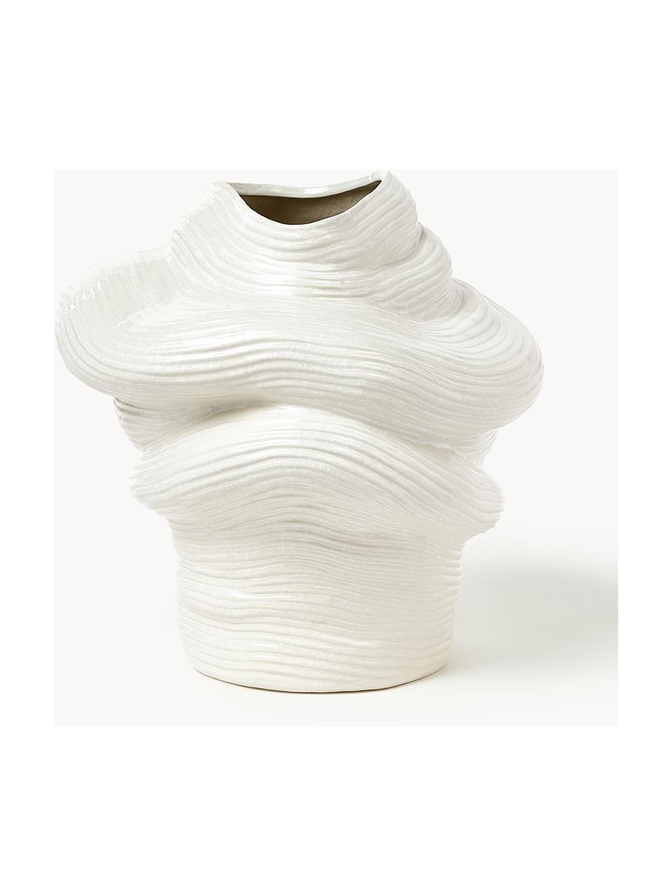 Vase de grès Moss, haut. 36 cm, Grès, émaillé, Blanc, larg. 34 x haut. 36 cm