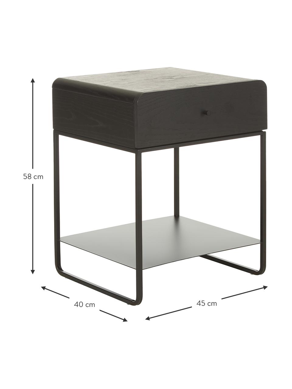 Table de chevet Sally, Noir, larg. 45 x haut. 58 cm