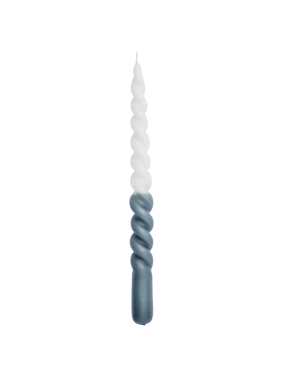 Dlhá sviečka Twister, 2 ks, Parafínový vosk, Biela, tmavomodrá, Ø 2 x V 25 cm