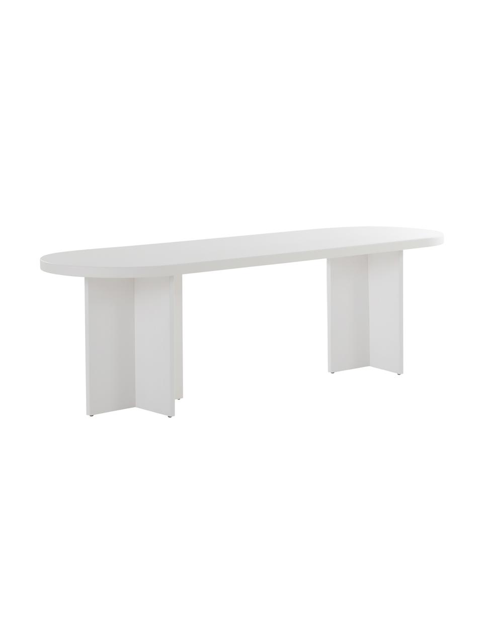 Mesa de comedor ovalada de madera Cruz, Tablero: fibras de densidad media , Patas: madera de caucho, teñidas, Blanco, An 260 x Al 76 cm