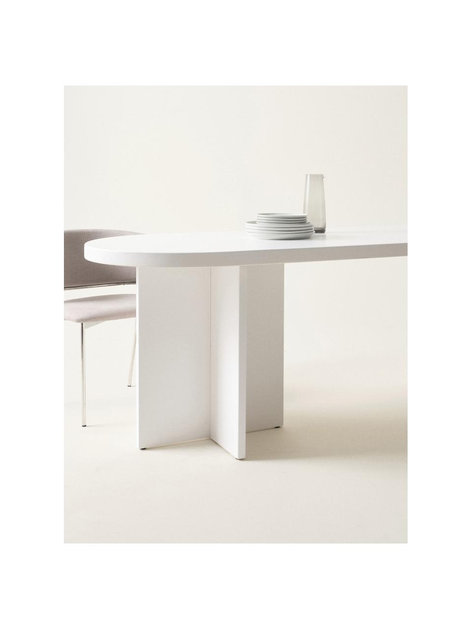 Table ovale en bois Cruz, Blanc, larg. 260 x haut. 76 cm