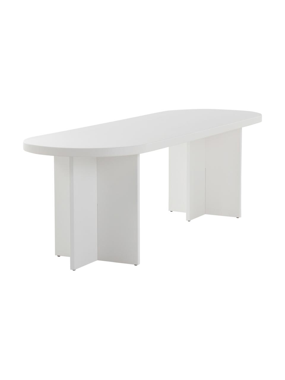 Mesa de comedor ovalada de madera Cruz, Tablero: fibras de densidad media , Patas: madera de caucho, teñidas, Blanco, An 260 x Al 76 cm