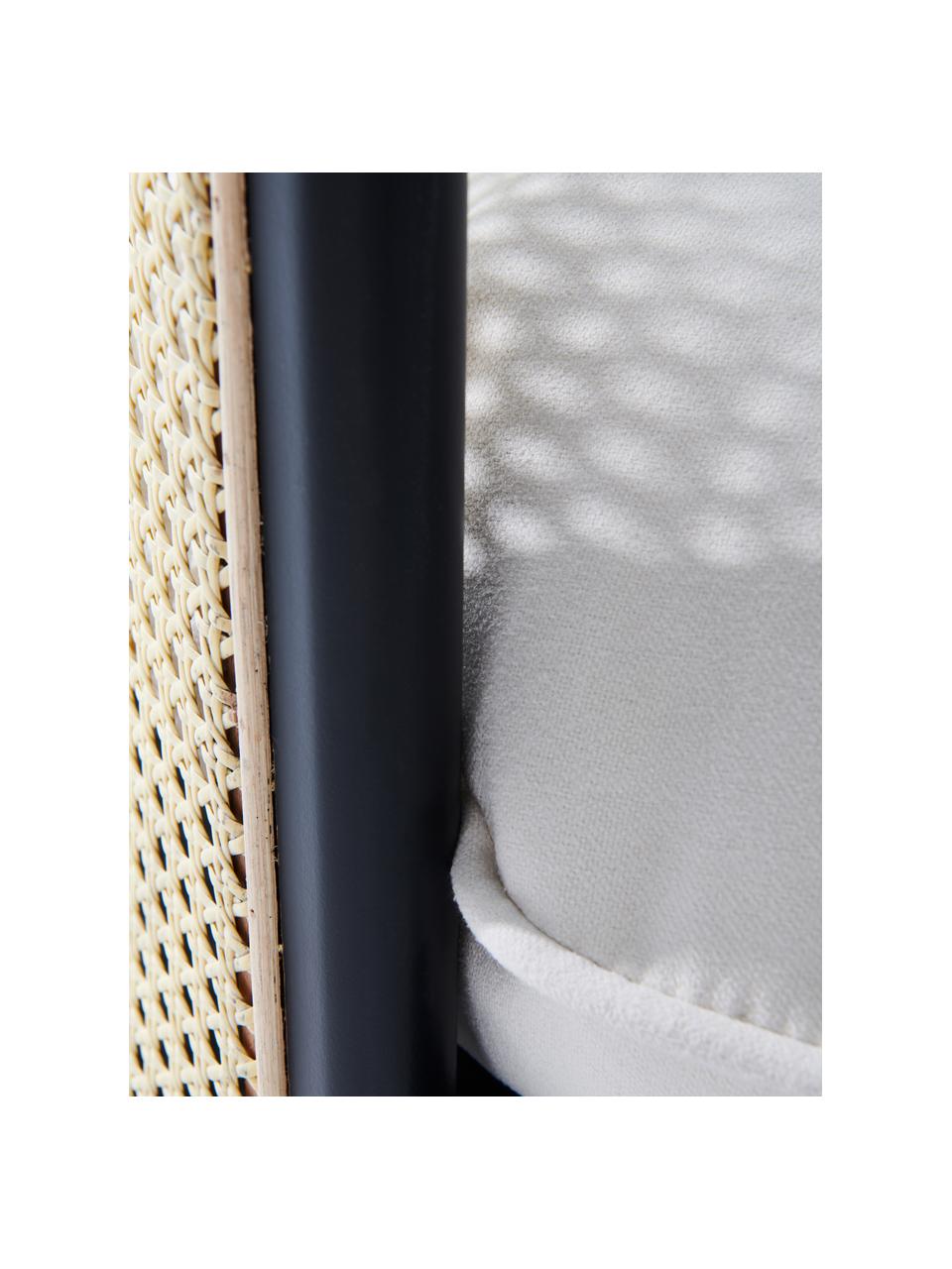 Rattan-Haustierbett Zleep, Bezug: 85 % Baumwolle, 15 % Poly, Gestell: Rattan, Mitteldichte Holz, Hellbeige, Schwarz, B 80 x T 56 cm