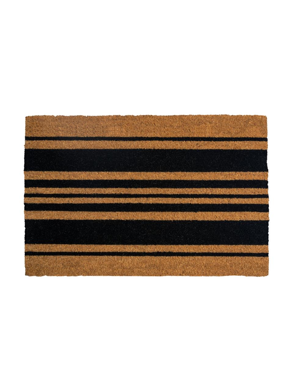 Deurmat Bold Stripes, Kokosvezels, Zwart, beige, 45 x 75 cm